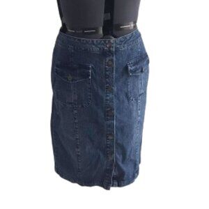 Carole Little Denim Skirt, Button Front, 4 pockets, Size 10